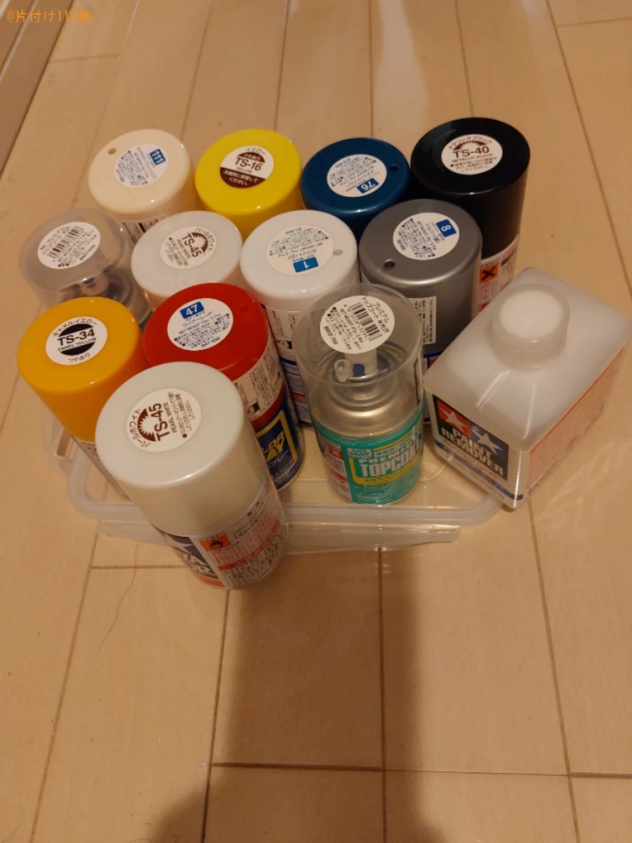 塗料中身入り缶スプレー、塗料剥離剤中身入りプラスチック容器の回収